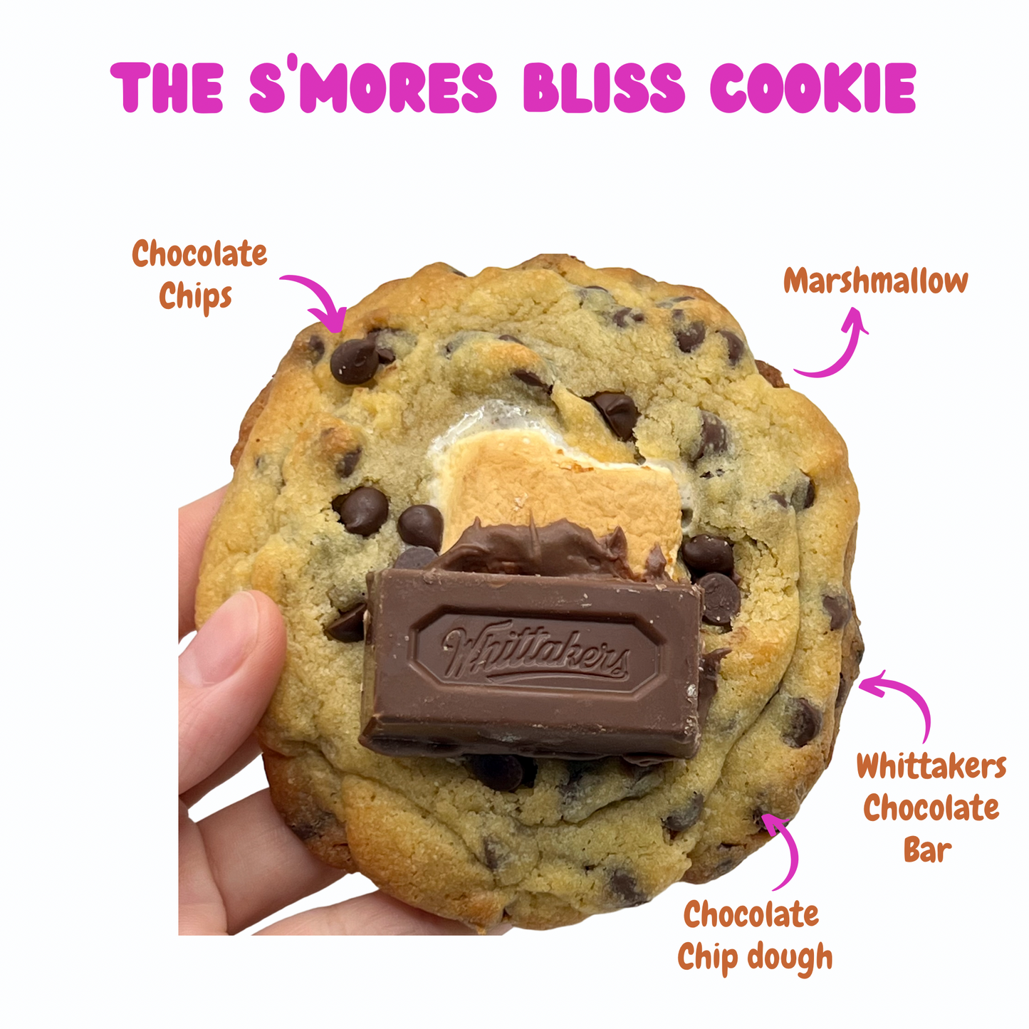 The Smores Bliss Cookie showcasing gooey marshmallows and decadent chocola