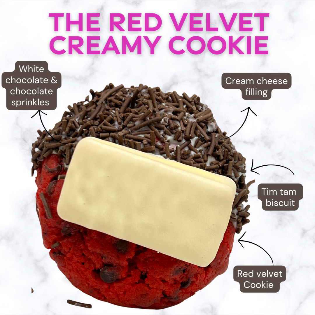 Red velvet stuffed cookie